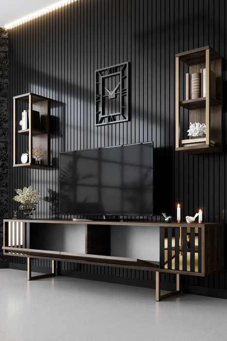 Hanah Home Mueble TV Nogal y Negro 180cm